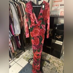 Fashion Nova Rose Print Maxi Dress